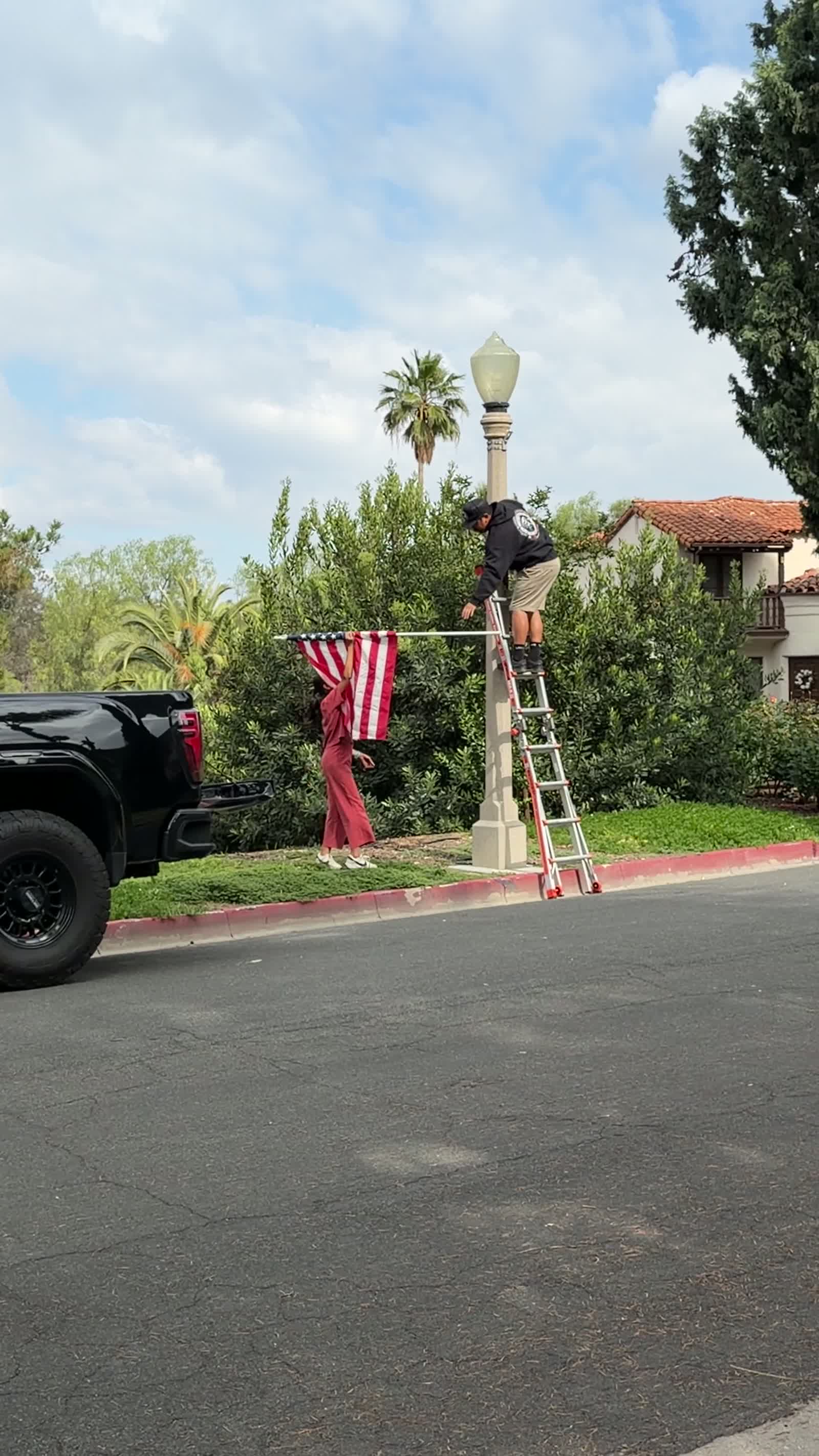 Wood Streets flag catching the afternoon breeze